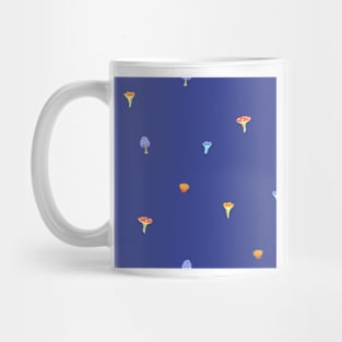 Mushrooms on a Blue Background, Smaller Mug